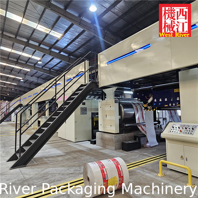 China modern Fully Automatic 5 ply Corrugated cardboard production line Auto Splicer Double Slitter Scorer